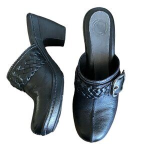 Nurture Leather "Marigold" Clogs/Mules/Slides/Heels Sz 7M Black 128A